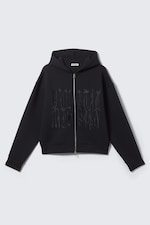 Dark Navy Blue - Simon Graphic Scuba Zip Hoodie - 0