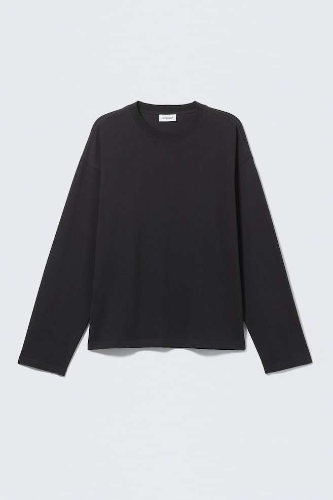 T-shirt a maniche lunghe Loose Boxy - Nero/Bianco/Righe blu e bianche/Azzurro/Marrone scuro a righe/Viola Polveroso/Marrone scuro/Bianco e blu navy a righe/Bianco – Riga verde/Giallo/Righe bianche e grigie/Bianco - Marrone a righe/Verde scuro/Blu navy scuro/Grigio polvere/Talpa chiaro - 1