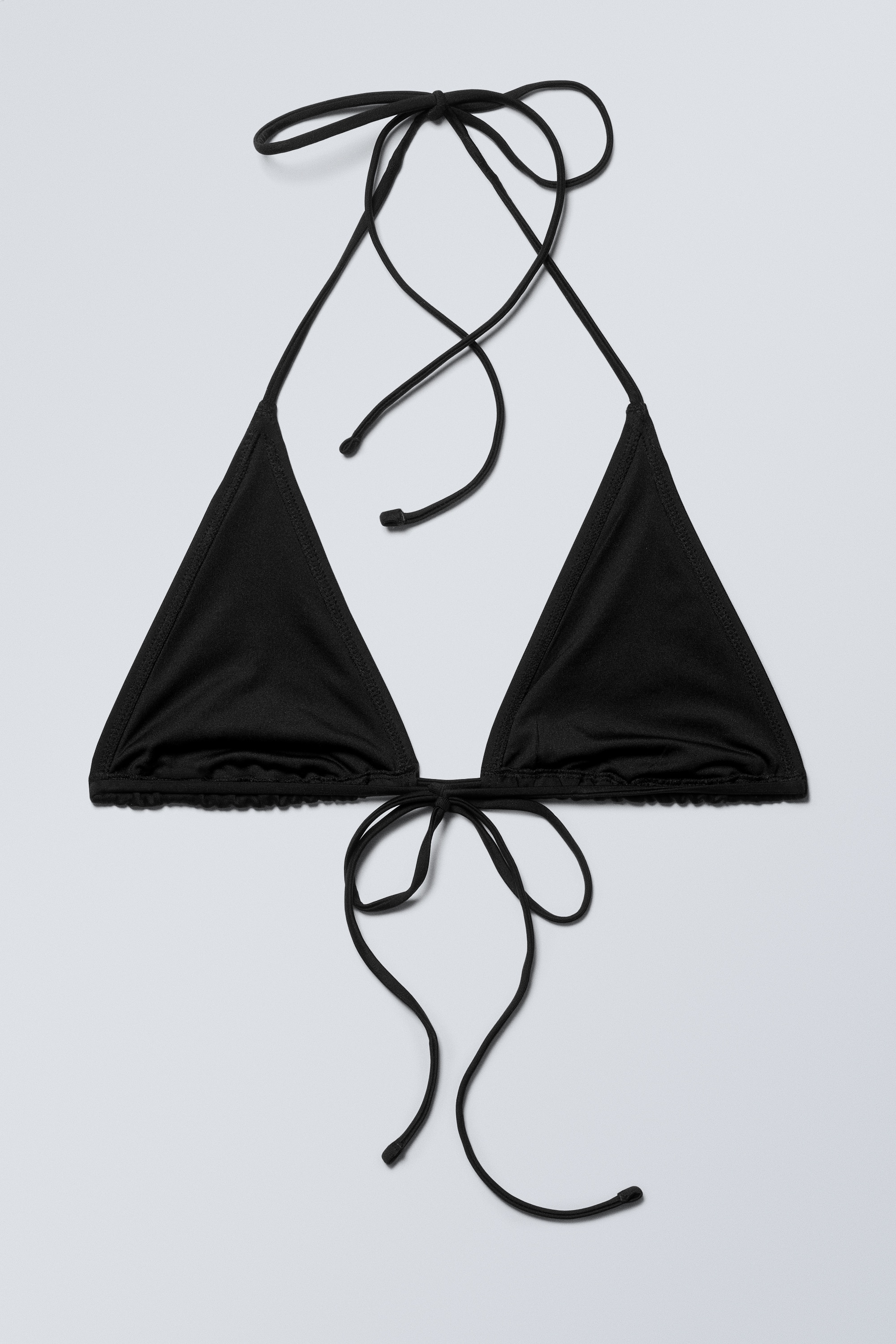Strappy Triangle Bikini Top - Black/Light Blue/Bright Blue