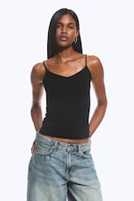 Helles Staubrosa/Schwarz - 2er-Pack schmale V-Neck-Unterhemden aus Baumwolle - 1