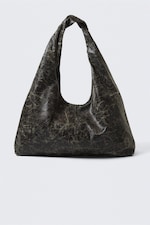 Gebrochenes Schwarz - Lässige Schultertasche aus Kunstleder - 0