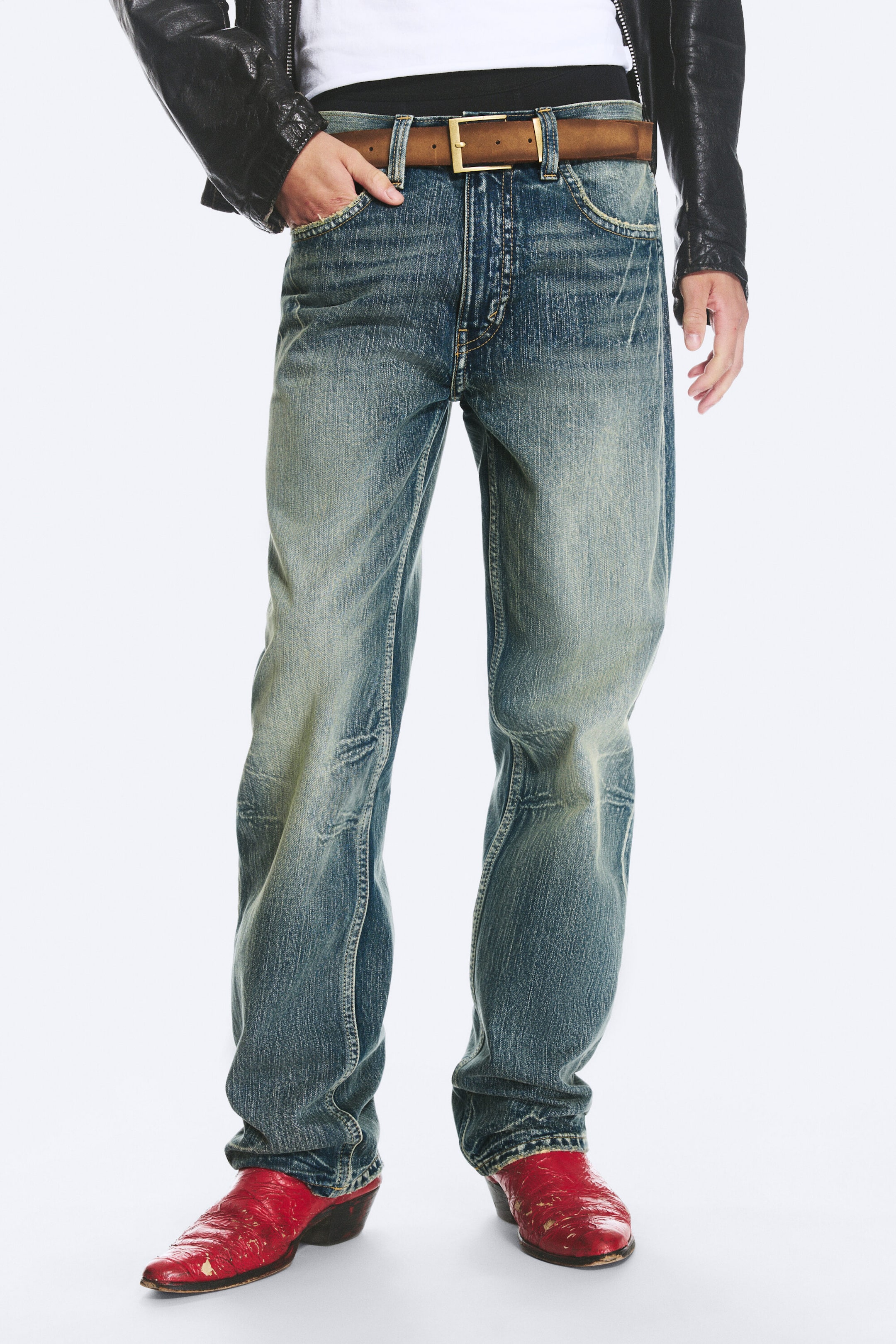Hazy Blue - Medium Blue - Anti Unisex Low Waist Regular Straight Jeans - 2
