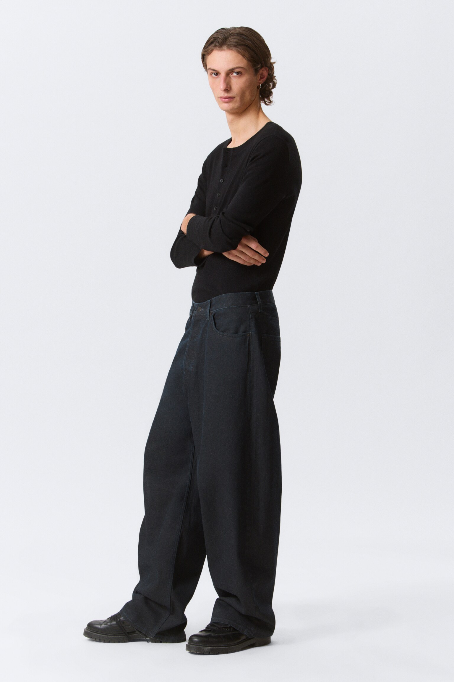 Jeans Astro Mid Rise Loose Baggy Leg Coated - Revestimento Indigo - 4