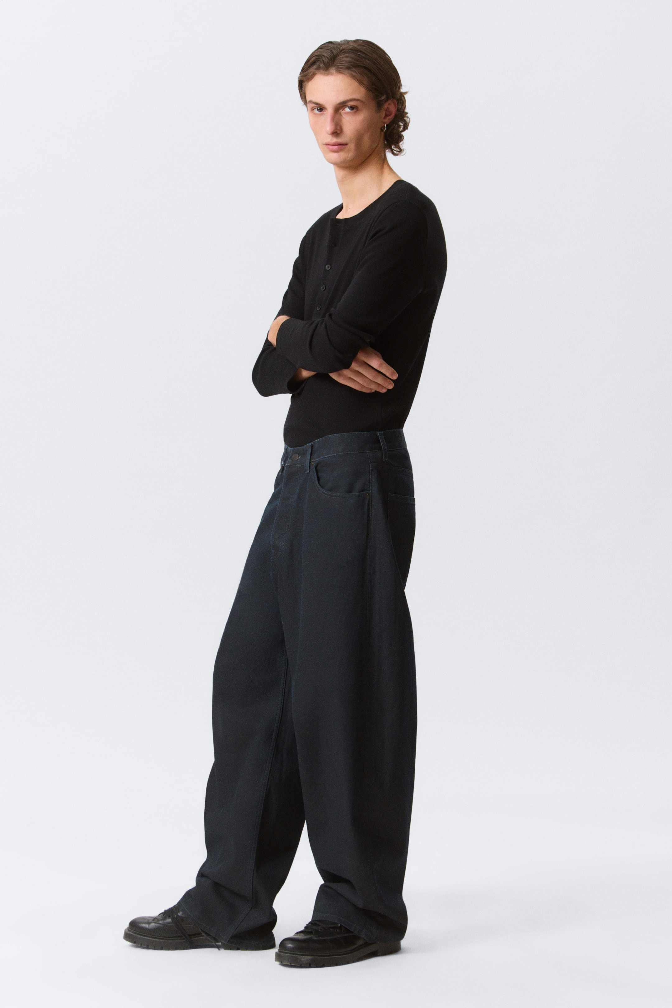 Indigo-Beschichtung - Astro Mid Rise Loose Baggy Leg Coated Jeans - 2