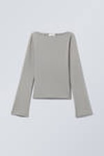 Grau - Langarmshirt mit U-Boot-Ausschnitt Annie - 0