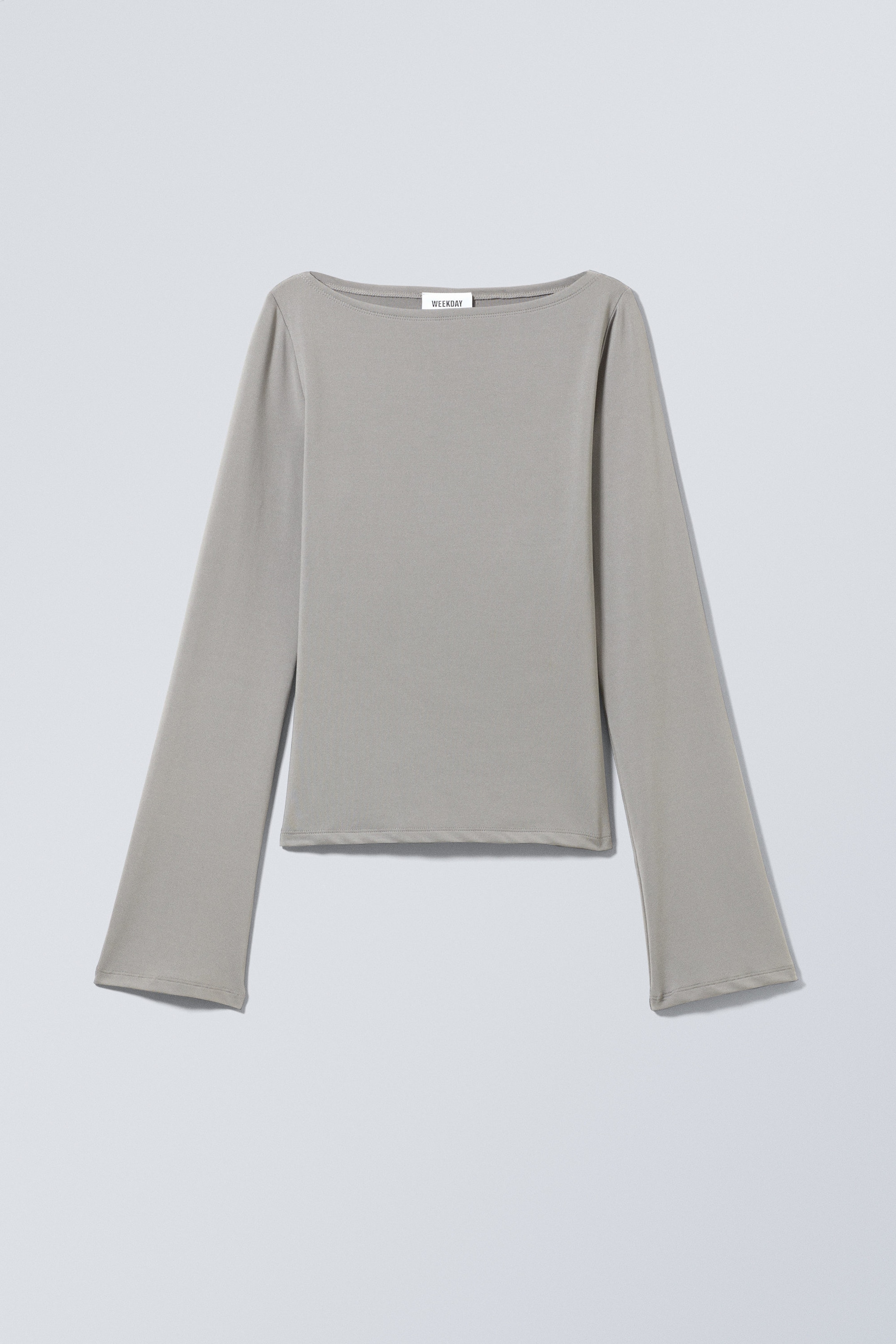 Grey - Annie Long-Sleeved Boat-Neck Top - 0