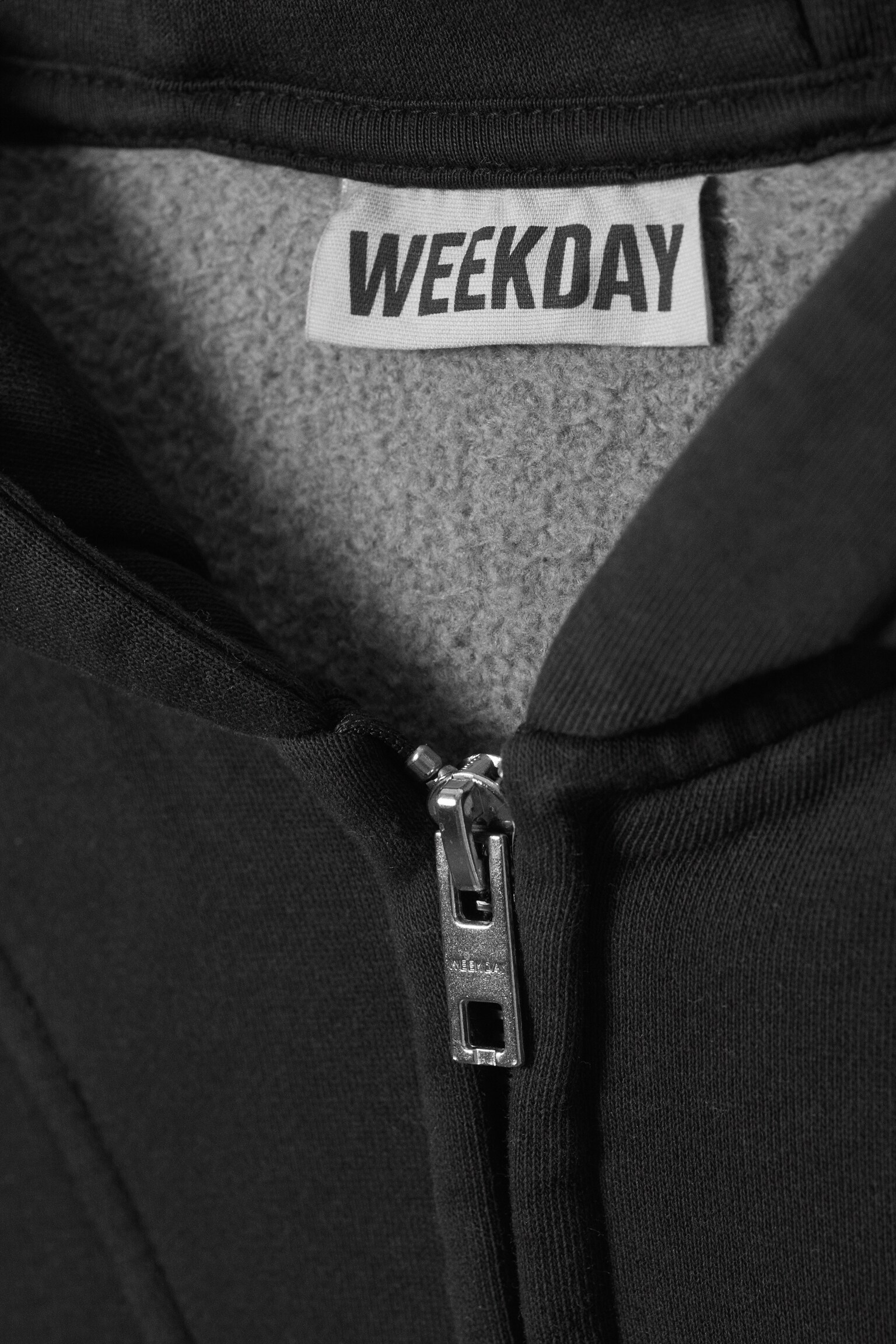 Loose Fit Blocked Zip Hoodie - Washed Black/Grey - 5