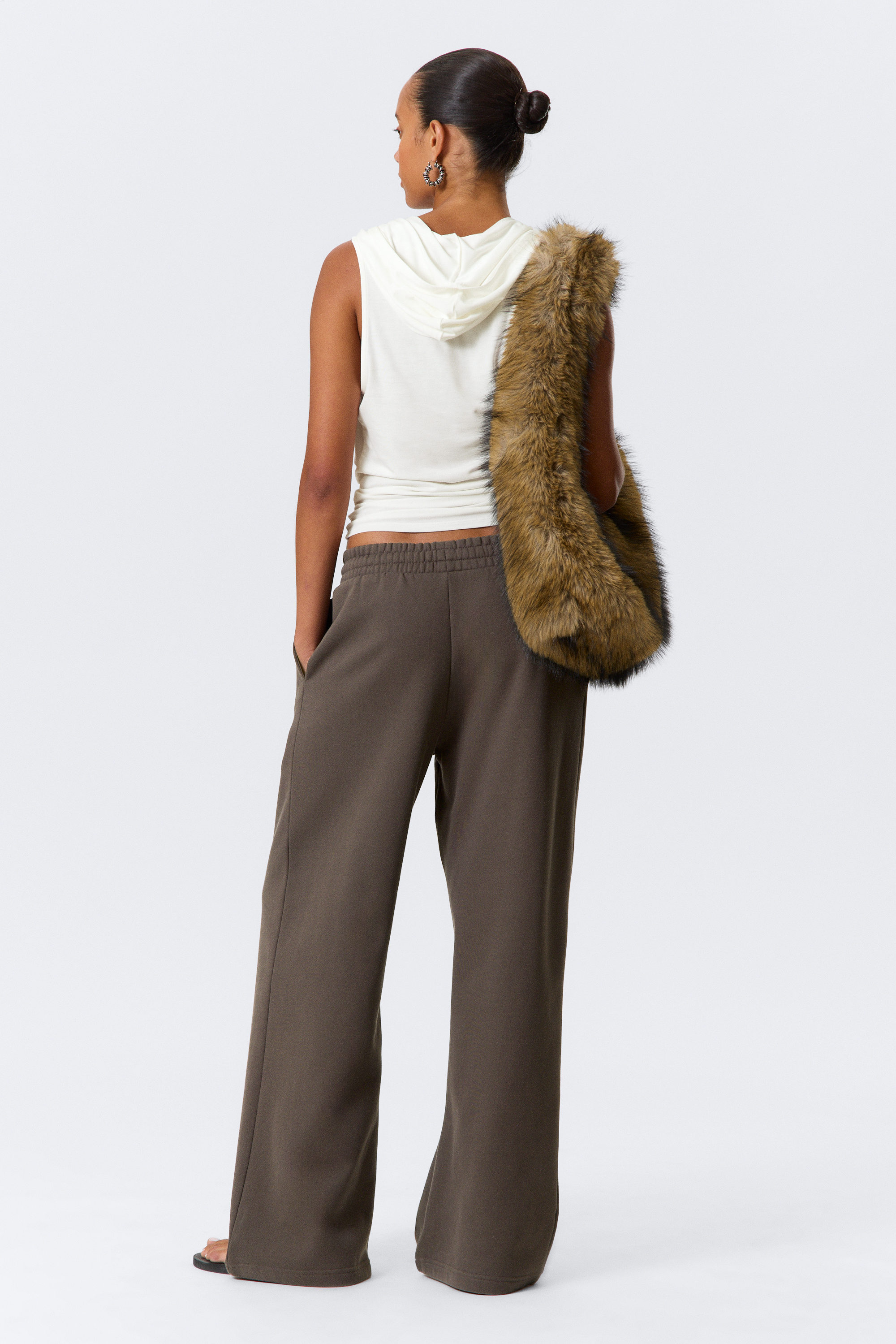 Dark Brown - Loose Long Heavyweight Sweatpants - 2