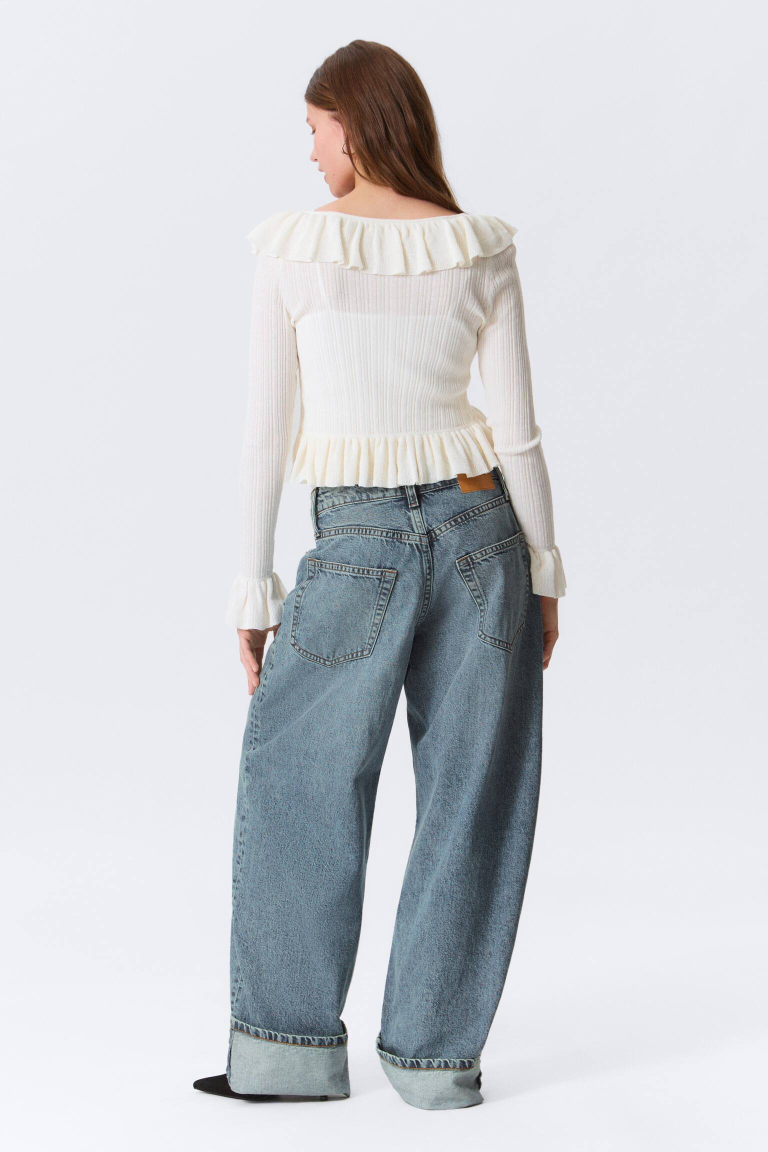 Peggy Low Rise Loose Baggy Leg Jeans - Blå - Oprul/Blue Rinse – mørkeblå - 3