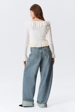 Blue - Fold Up - Peggy Low Rise Loose Baggy Leg Jeans - 4