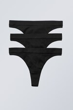 Black - 3-pack Cat Thongs - 0