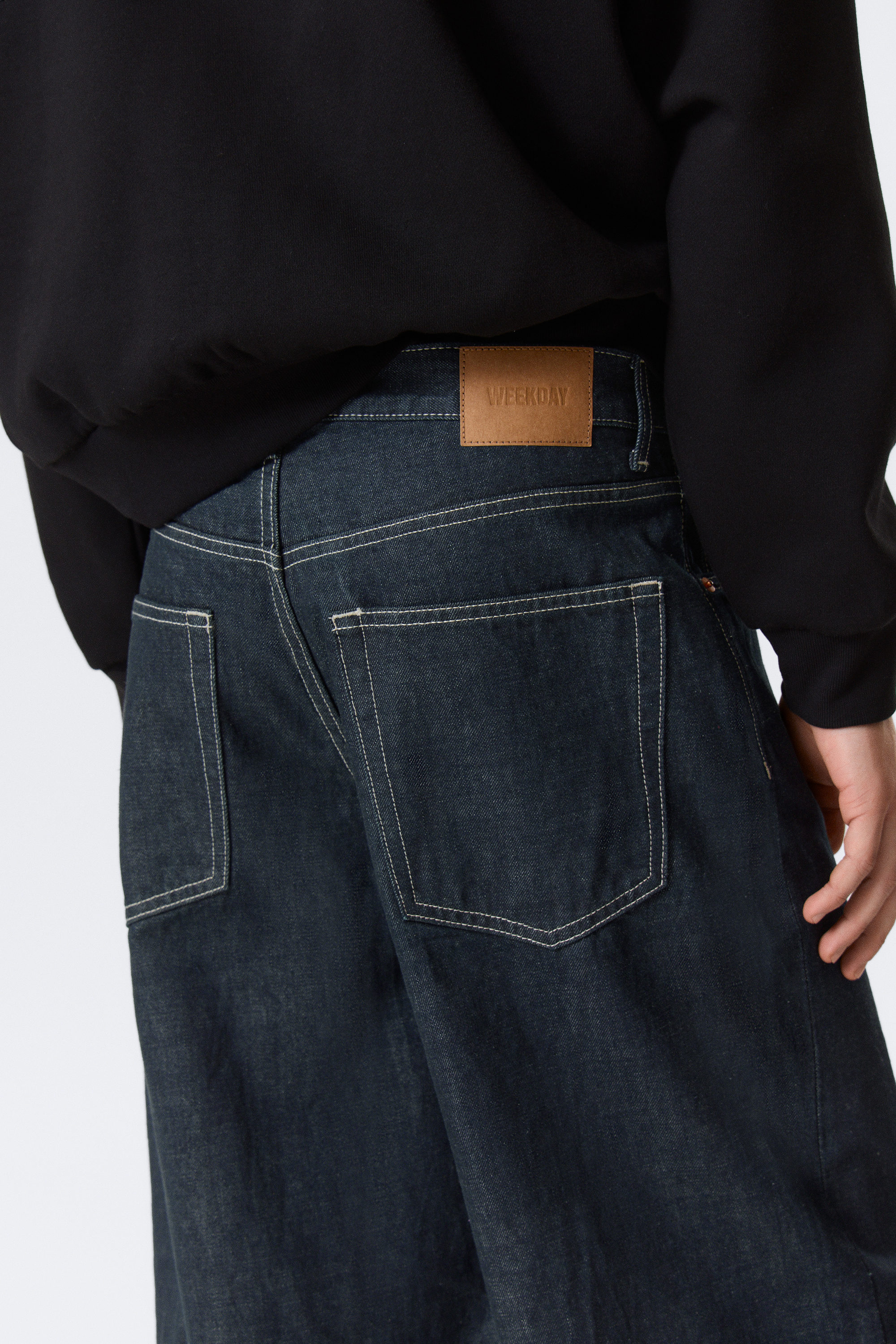 Blue Rinse - Dark Blue - Astro Mid Rise Loose Baggy Leg Jeans - 16