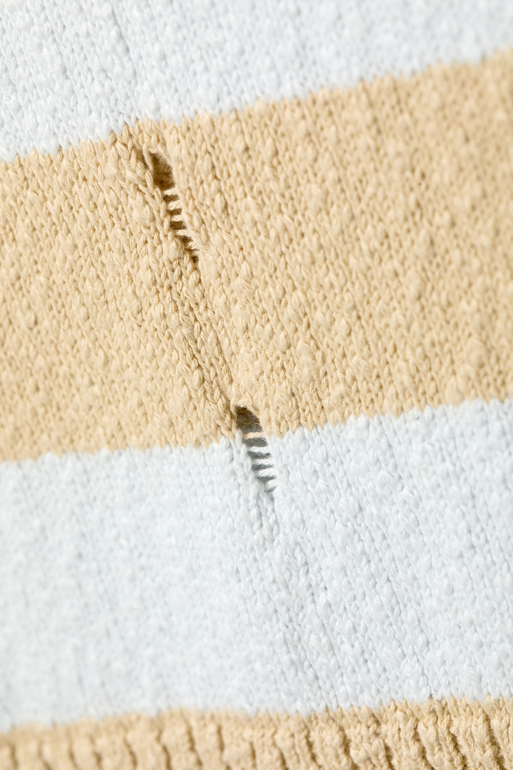 Blue & Beige Stripe - Relaxed Distressed Knitted Vest - 4