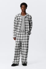 Checked White - Relaxed Flannel Pyjama Shirt - 1