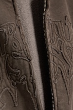 Dark Brown - Loose Graphic Zip Hoodie - 4