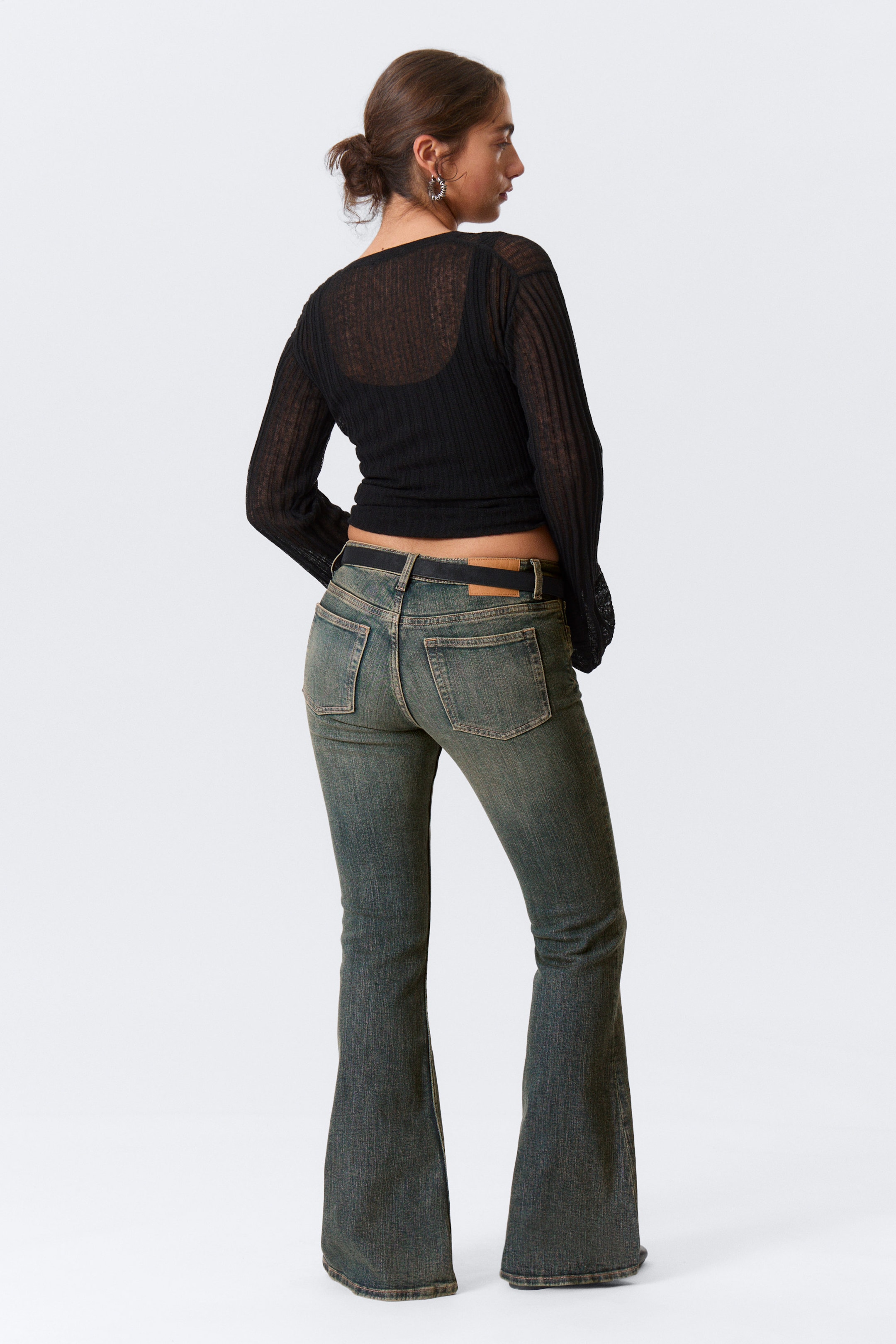 Desert Blue - Mörkblå - Katsumi low waist slim flared leg jeans - 3