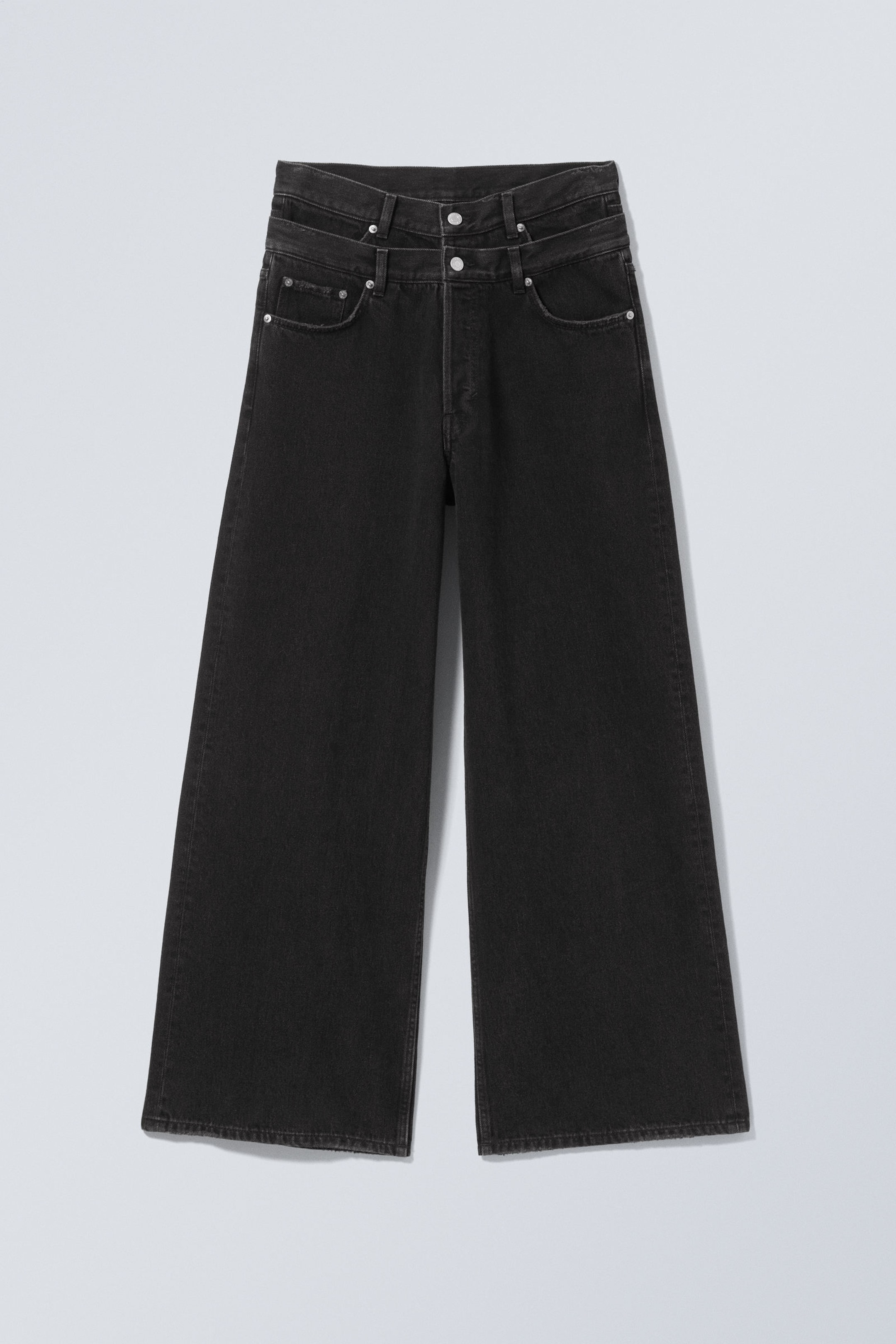 Tuned Black - Schwarz - Dual High Waisted Loose Wide Leg Jeans - 6