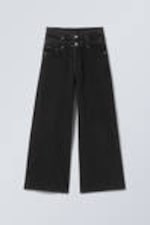 Tuned Black - Schwarz - Dual High Waisted Loose Wide Leg Jeans - 6