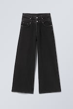 Tuned Black - Schwarz - Dual High Waisted Loose Wide Leg Jeans - 0