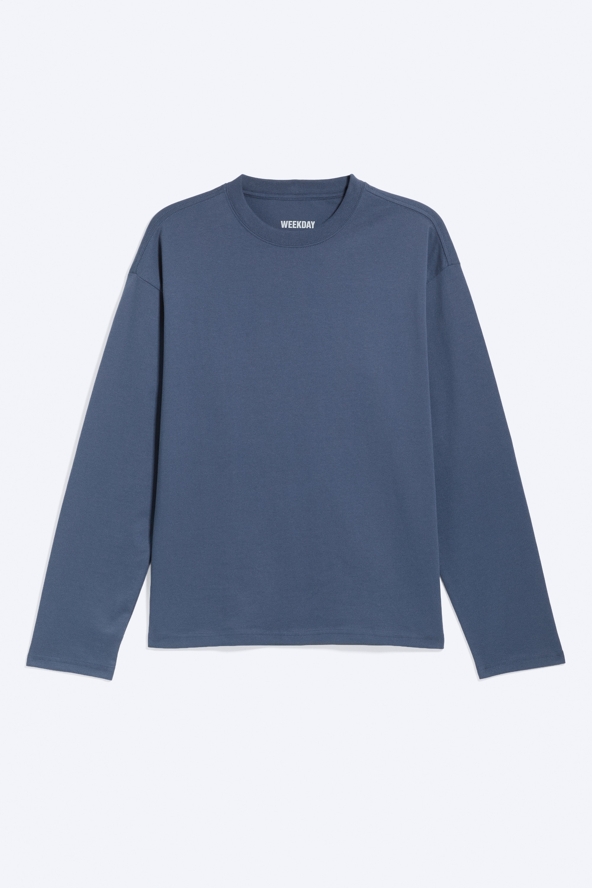 Loose Boxy Long-Sleeved T-shirt - Dusty Blue/Blue & White Stripe/White/Black/Light Blue/Dark Brown/Striped Dark Brown/Dusty Purple/White/Grey Stripe/White & Navy Stripes/White - Brown Stripes/Dark Navy Blue/White - Green Stripe/Yellow/Dark Green/Dusty Grey