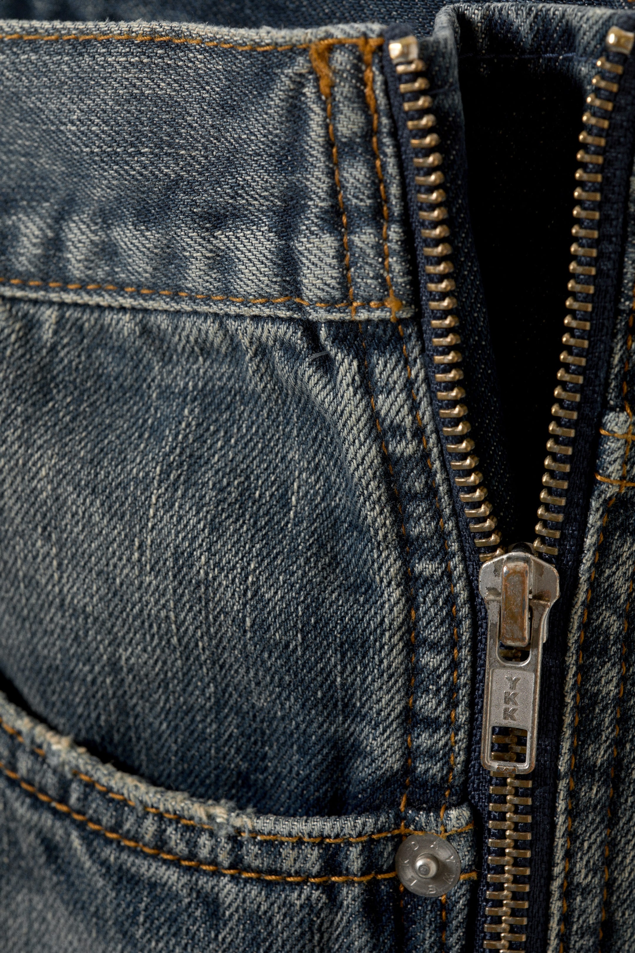 Mid Blue - Medium Blue - Straight Leg Zip Jeans - 5