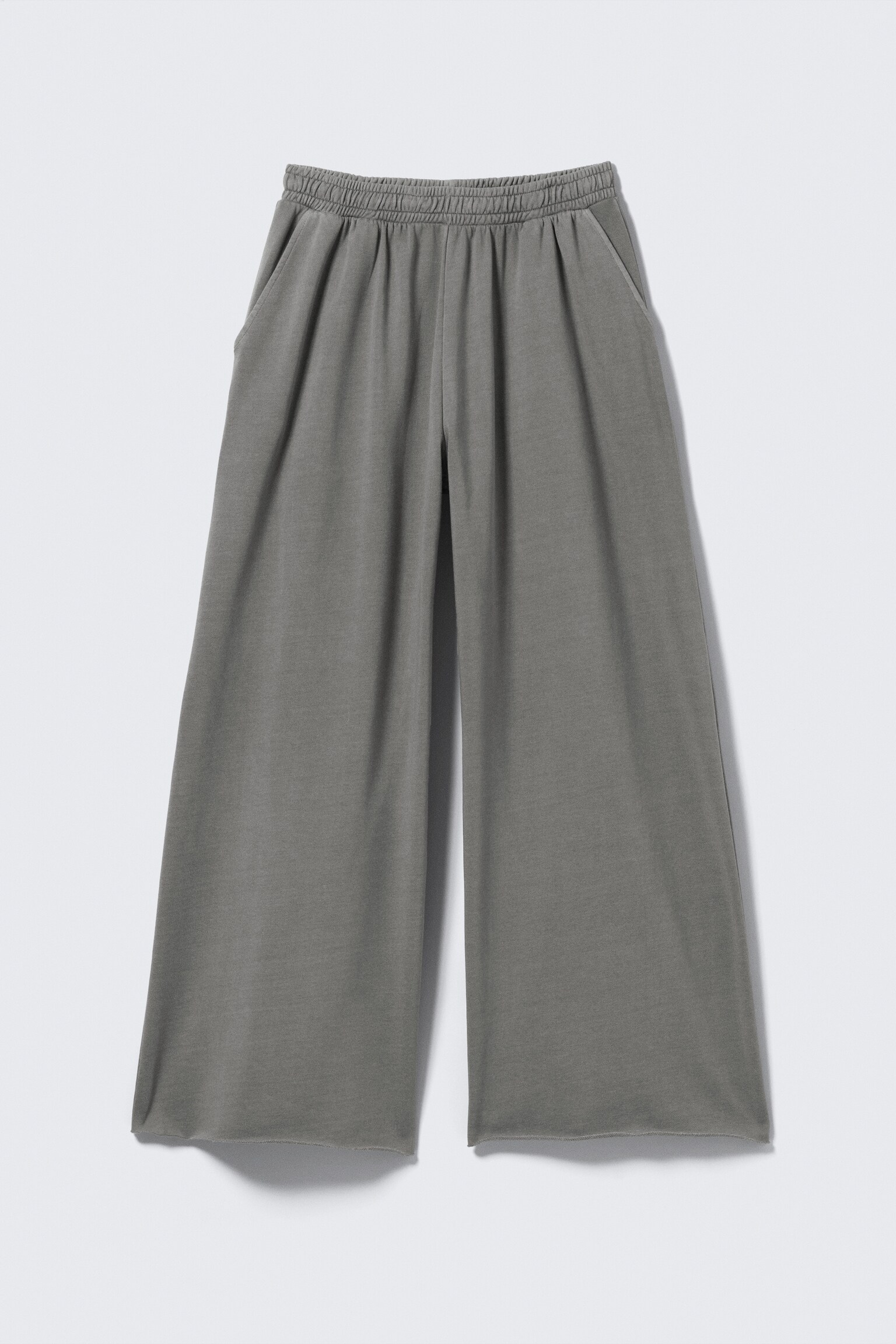 Low Rise Wide Leg Baggy Sweatpants - Washed Dark Grey