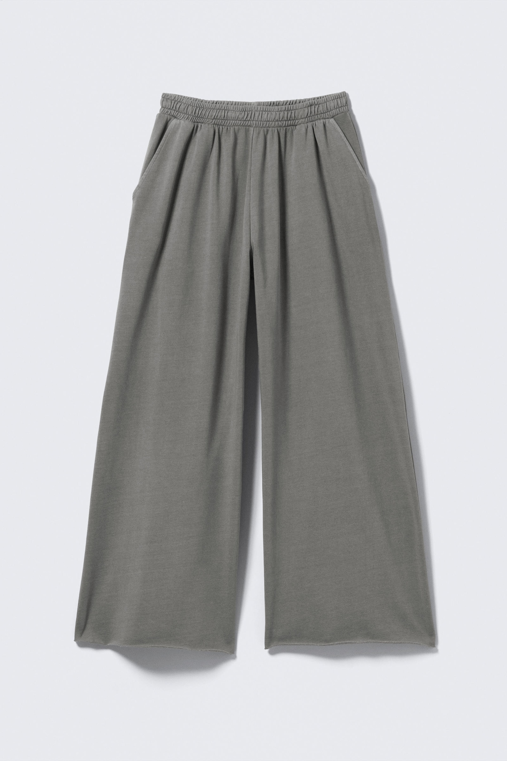 Washed Dark Grey - Low Rise Wide Leg Baggy Sweatpants - 3