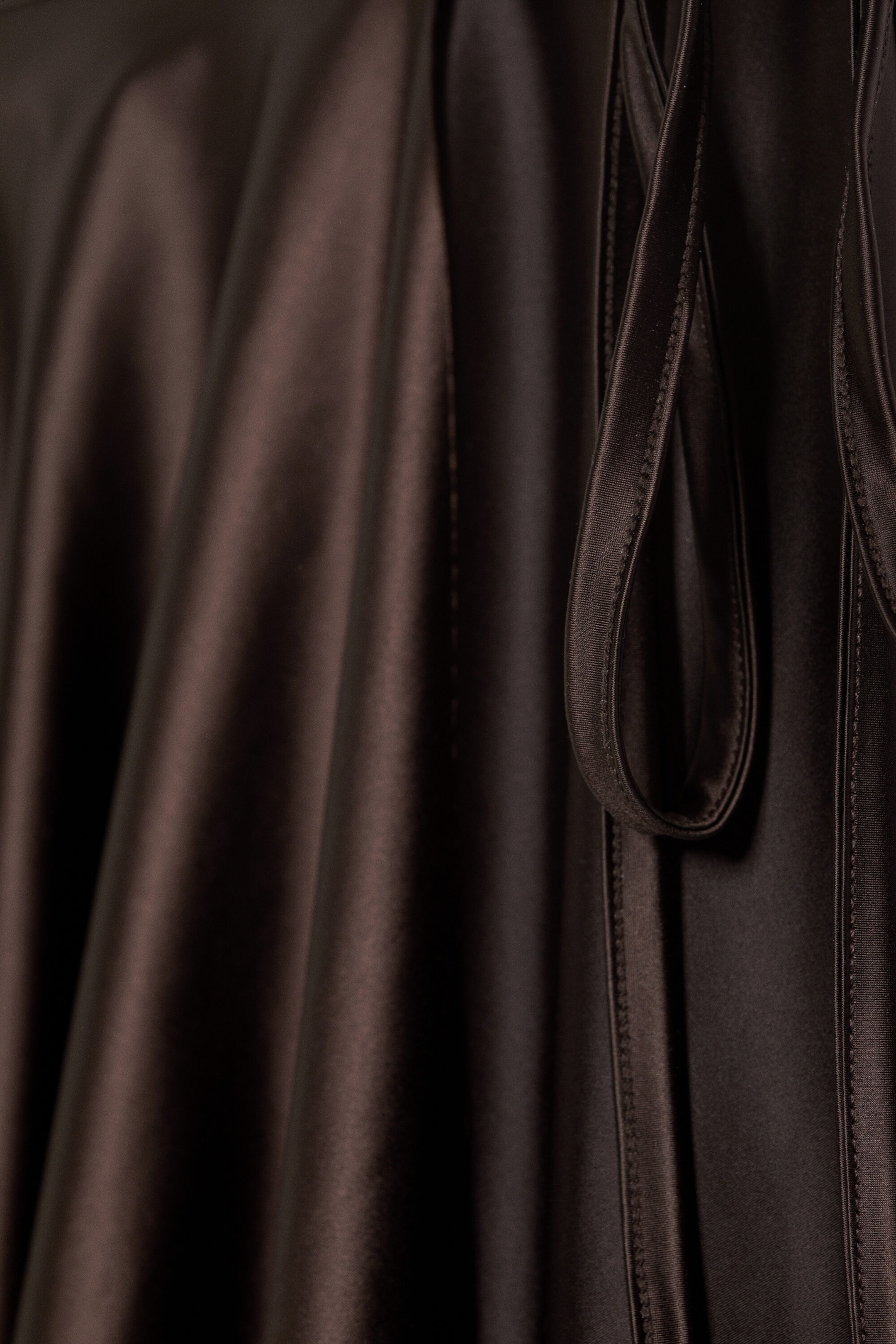 Dark Brown - Asymmetric Wrap Mini Skirt - 5