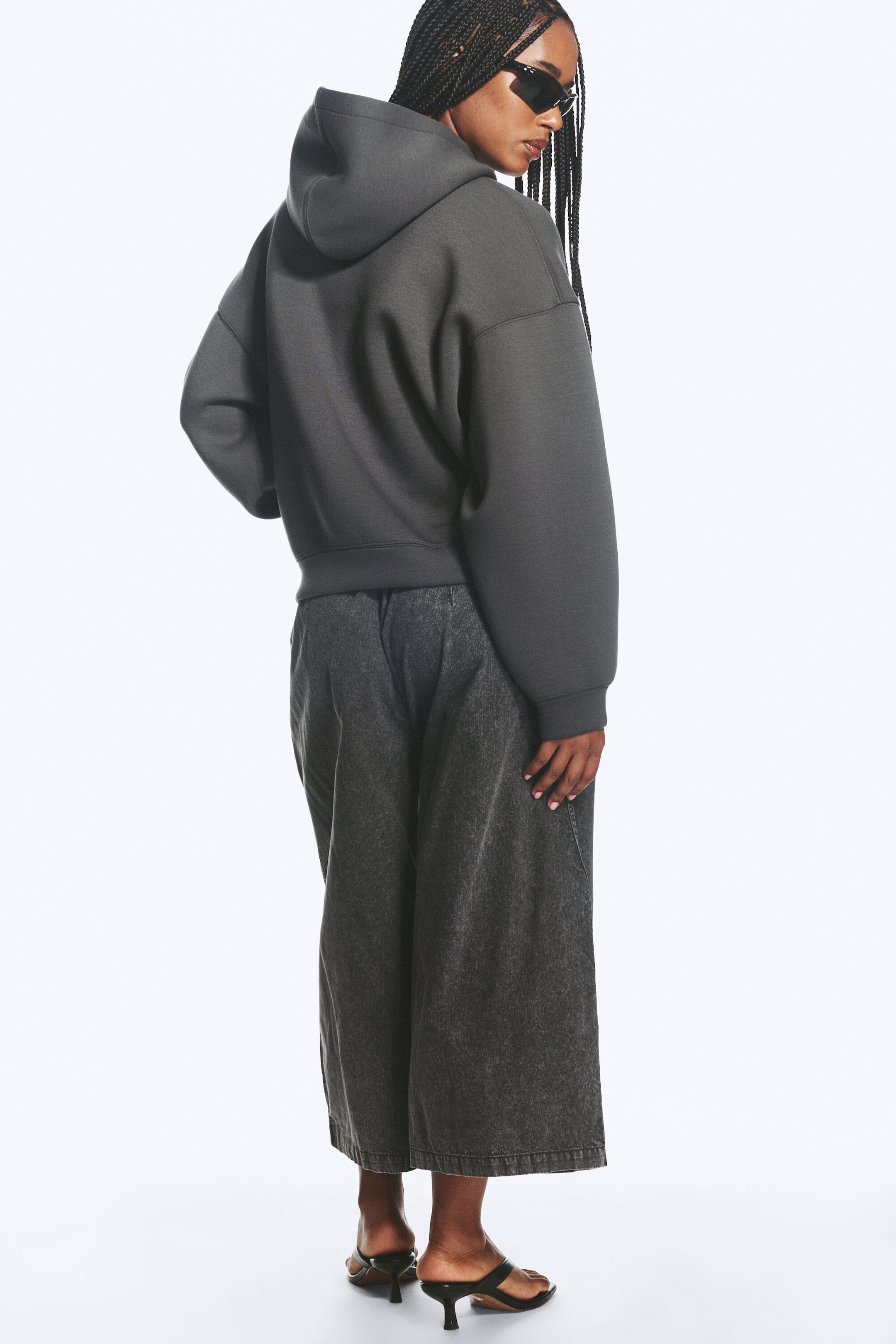 Dark Grey - Oversized Scuba Zip-Hoodie - 3