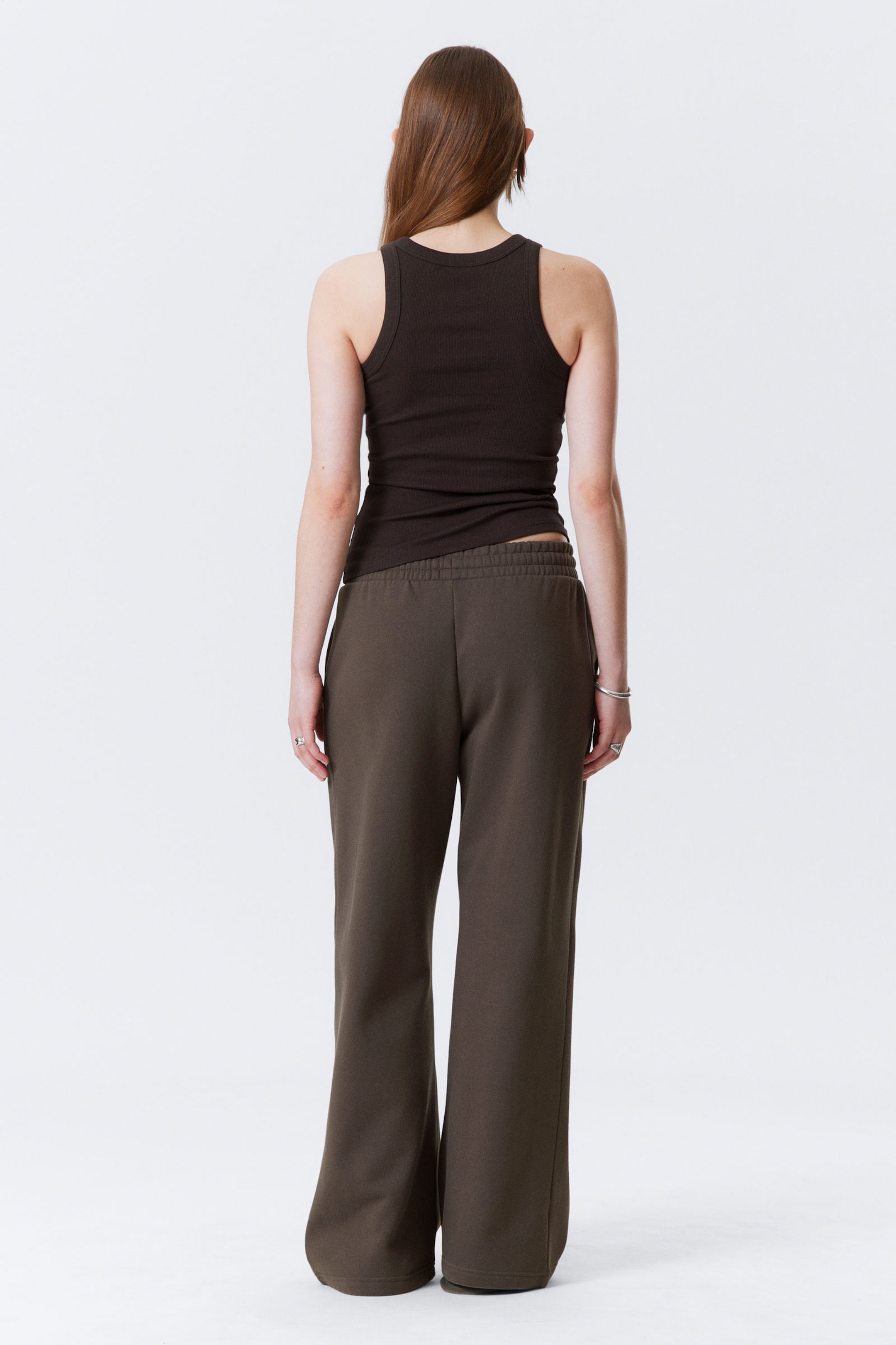 Dunkelbraun - Lange, schwere Sweatpants in lockerer Passform - 2