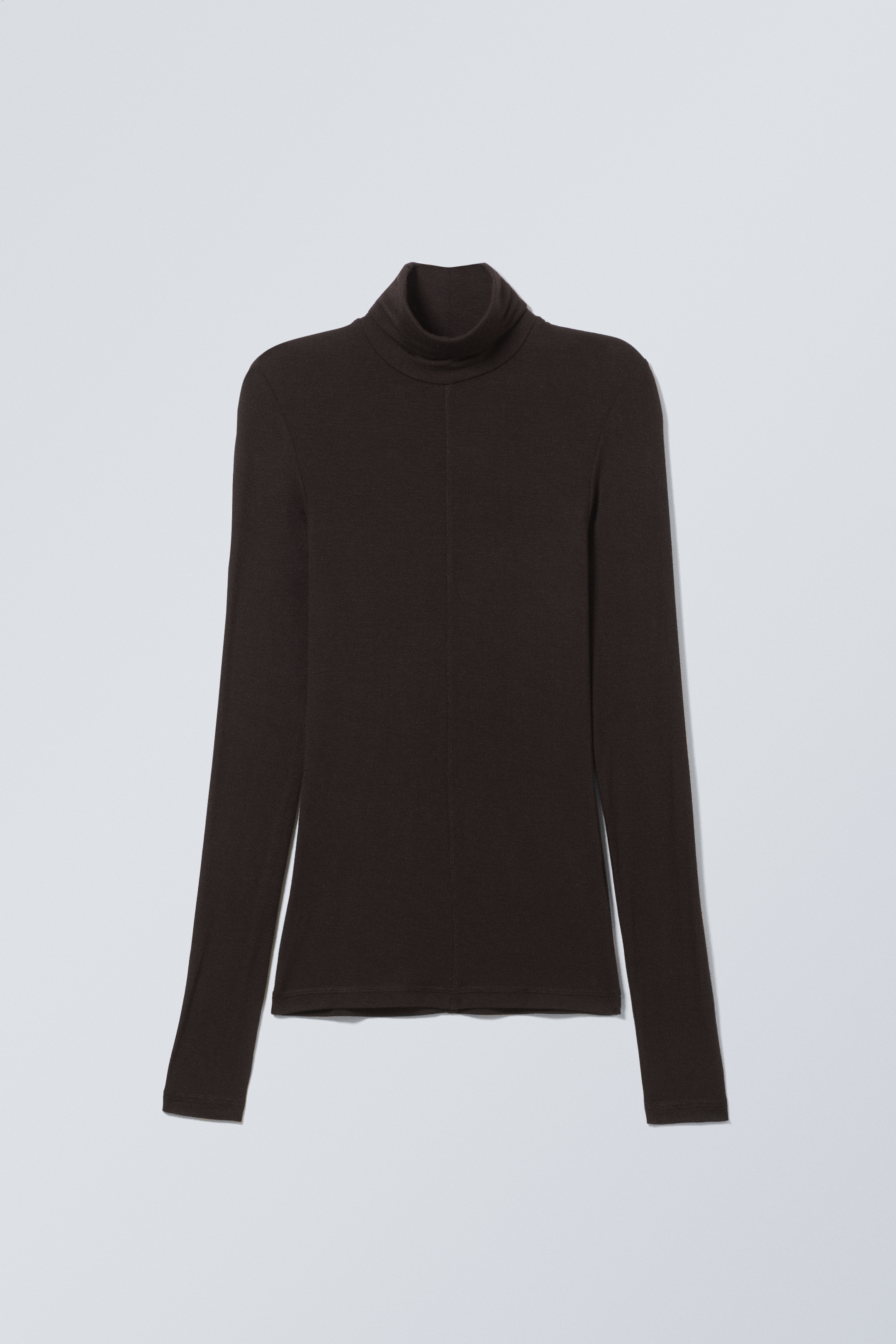 View larger image: Sheer Long Sleeve Turtleneck - Dark Brown - Ladies | H&M GB 1