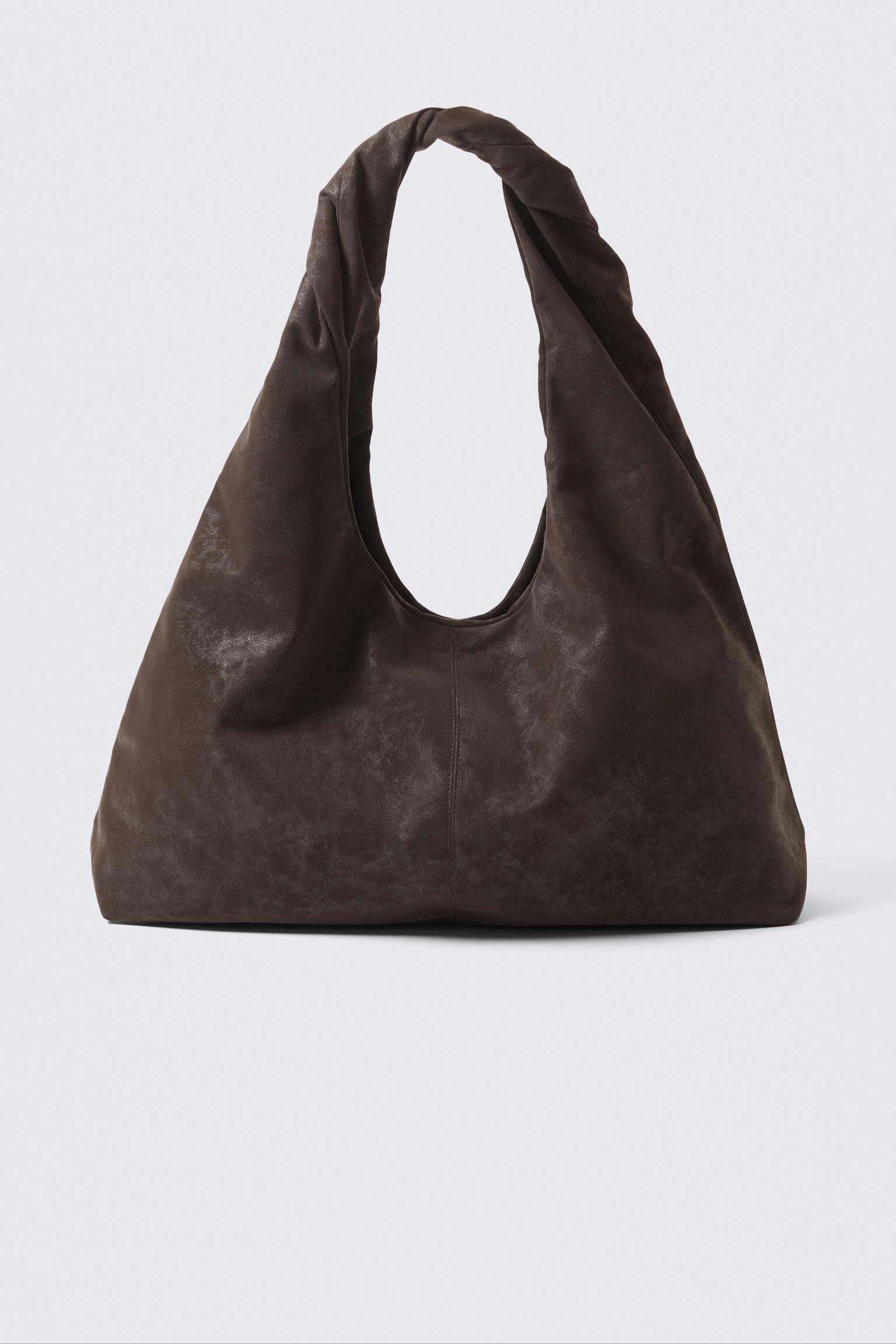 Sac porté épaule en cuir synthétique souple - Marron foncé/Noir craquelé