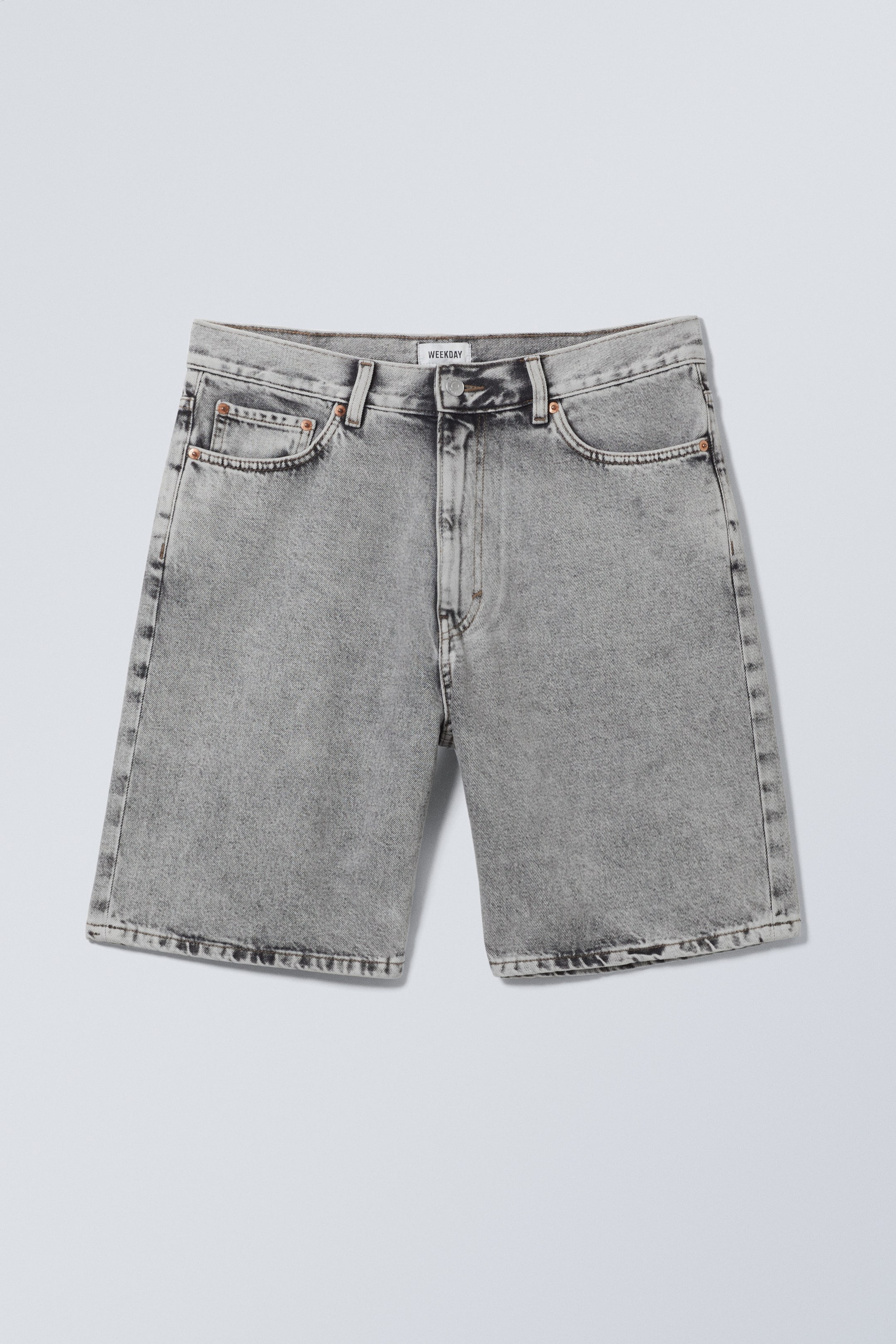 Monolith Grey - Galaxy Mid Rise Loose Denim Shorts - 0
