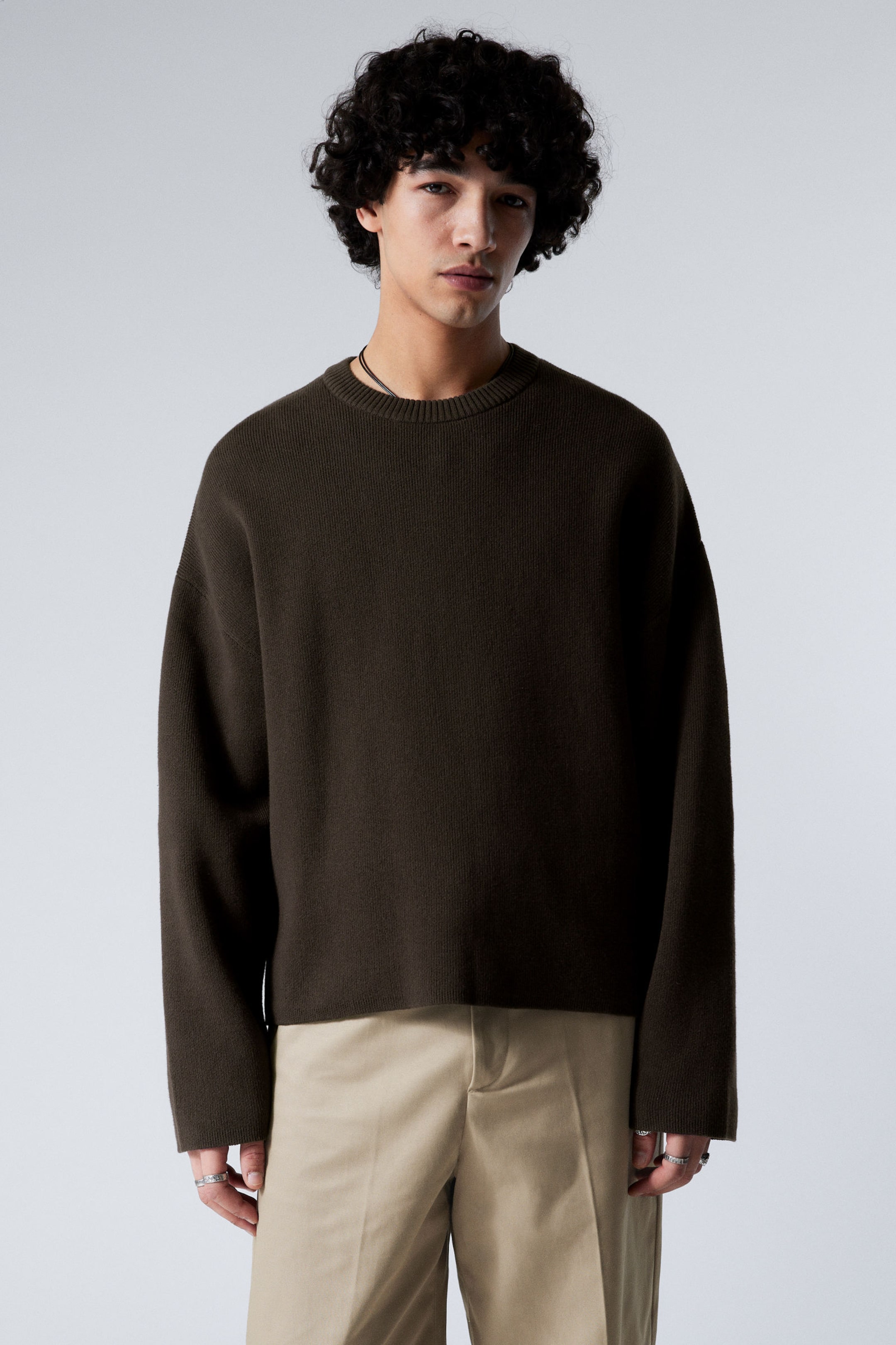#353031 - Boxy Knitted Cotton Sweater - 1