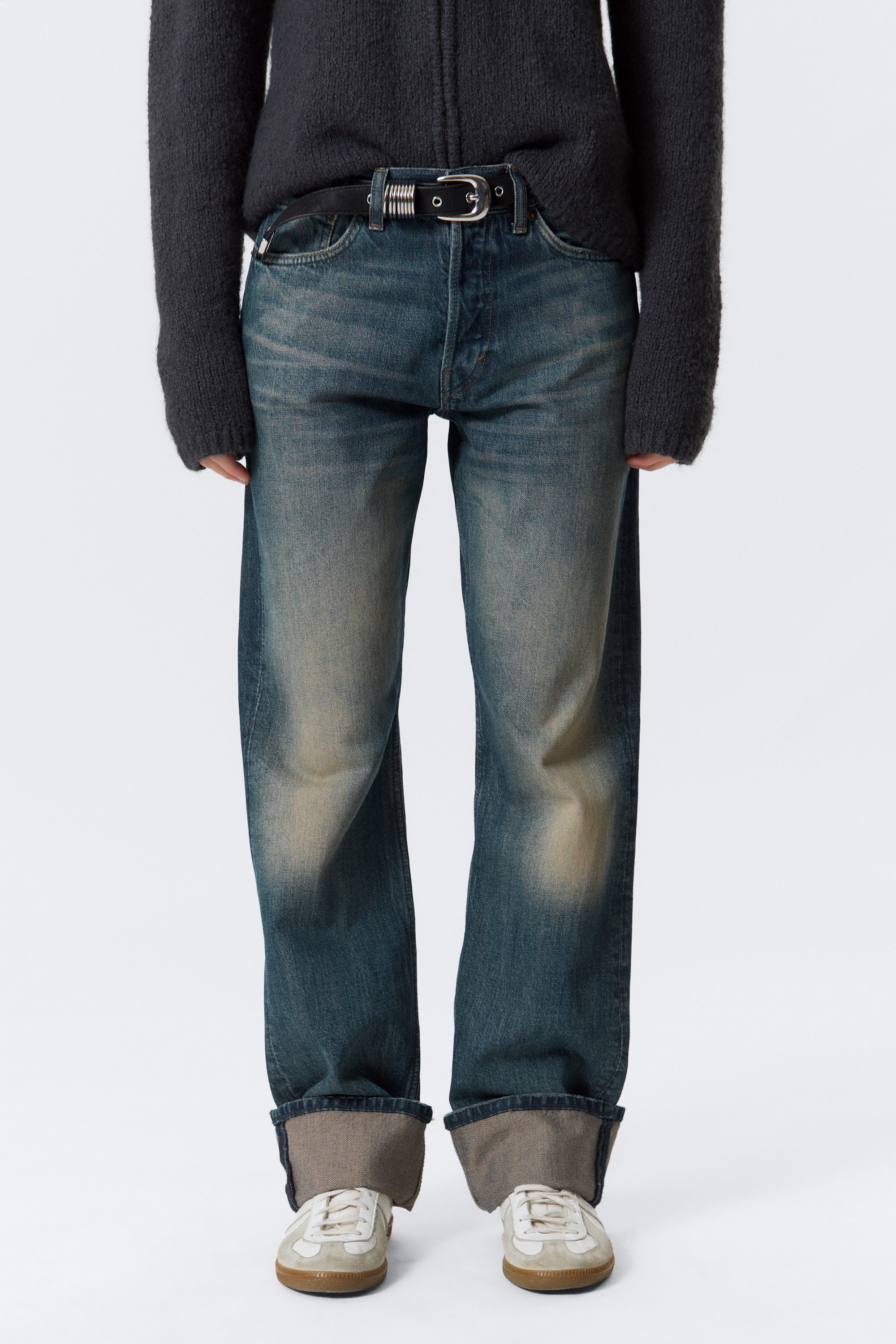 Baltic Blue - Mörkblå - Orbit Mid Waist Regular Fold-Up Jeans - 2