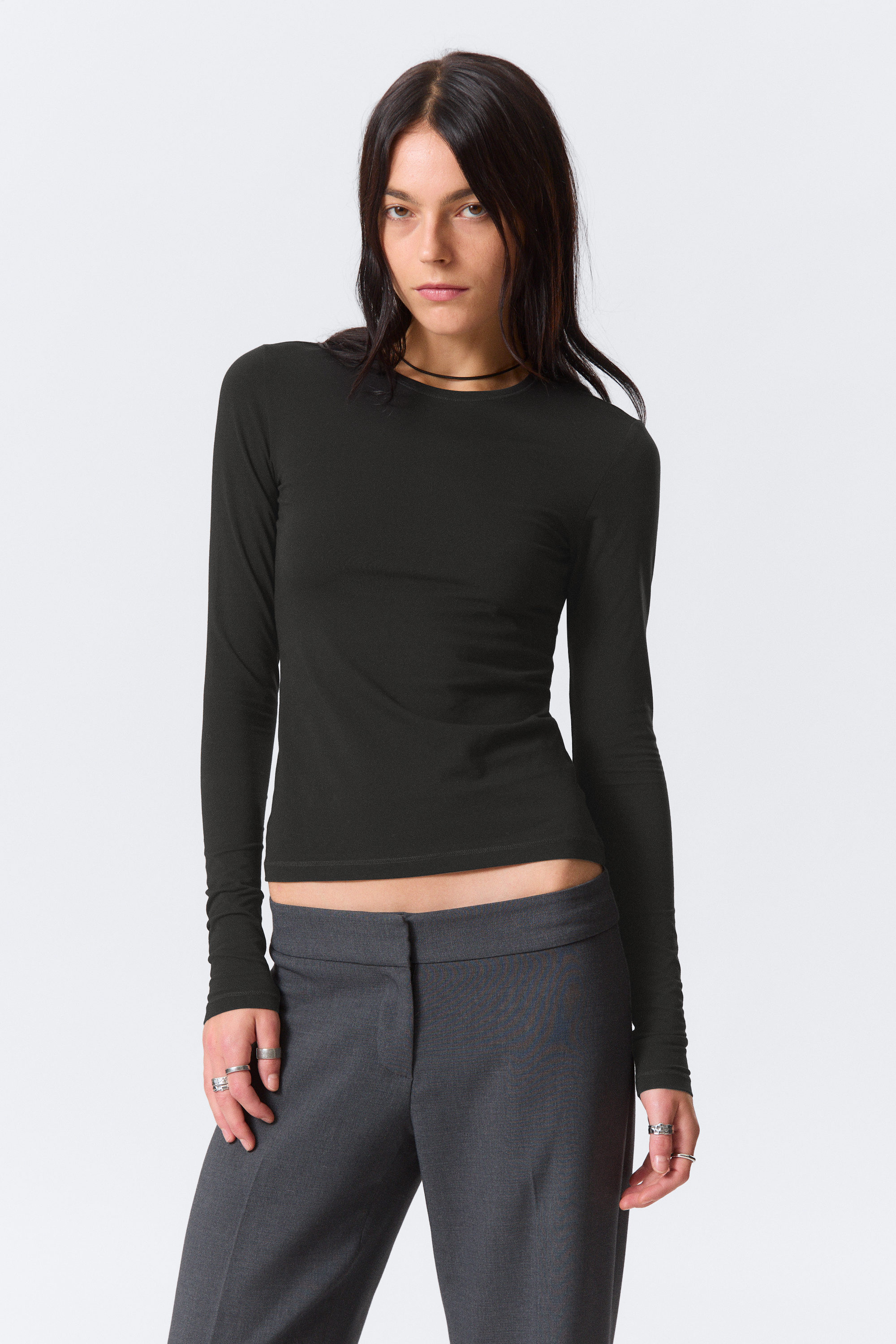 Black - Slim Fitted Long Sleeve - 2