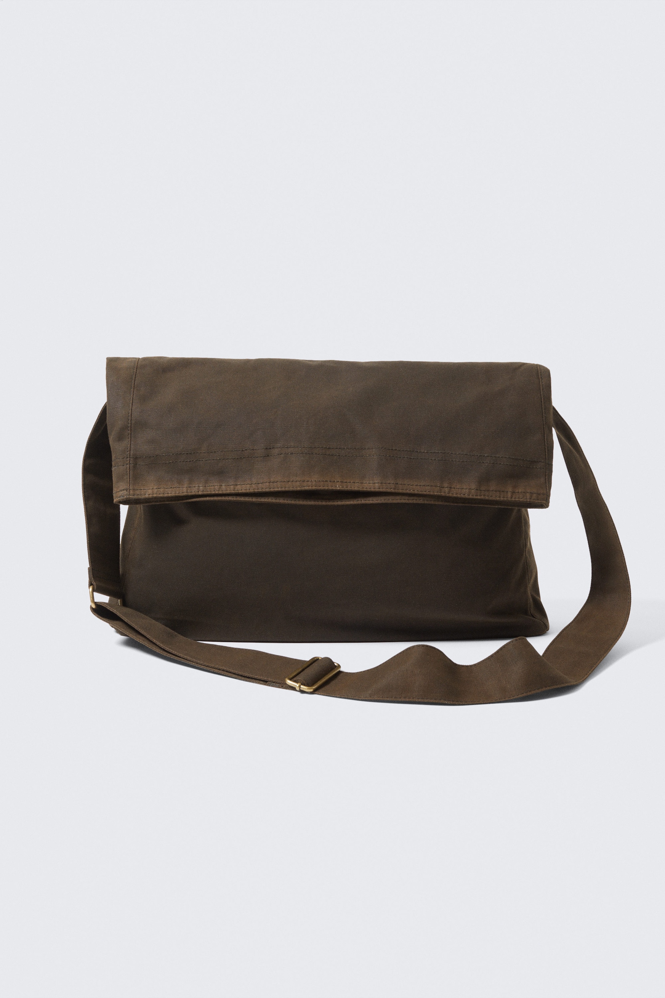 Dark Brown - Waxed Cotton Canvas Messenger Bag - 1