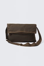Dark Brown - Waxed Cotton Canvas Messenger Bag - 0