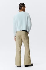 Washed Light Blue - Shrunken Knitted Cotton Sweater - 2