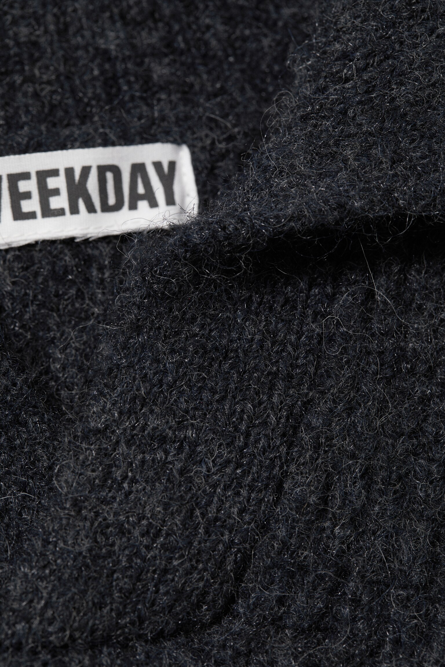 Плетен пуловер с яка от вълнена смес - Тъмно морско синьо - 5