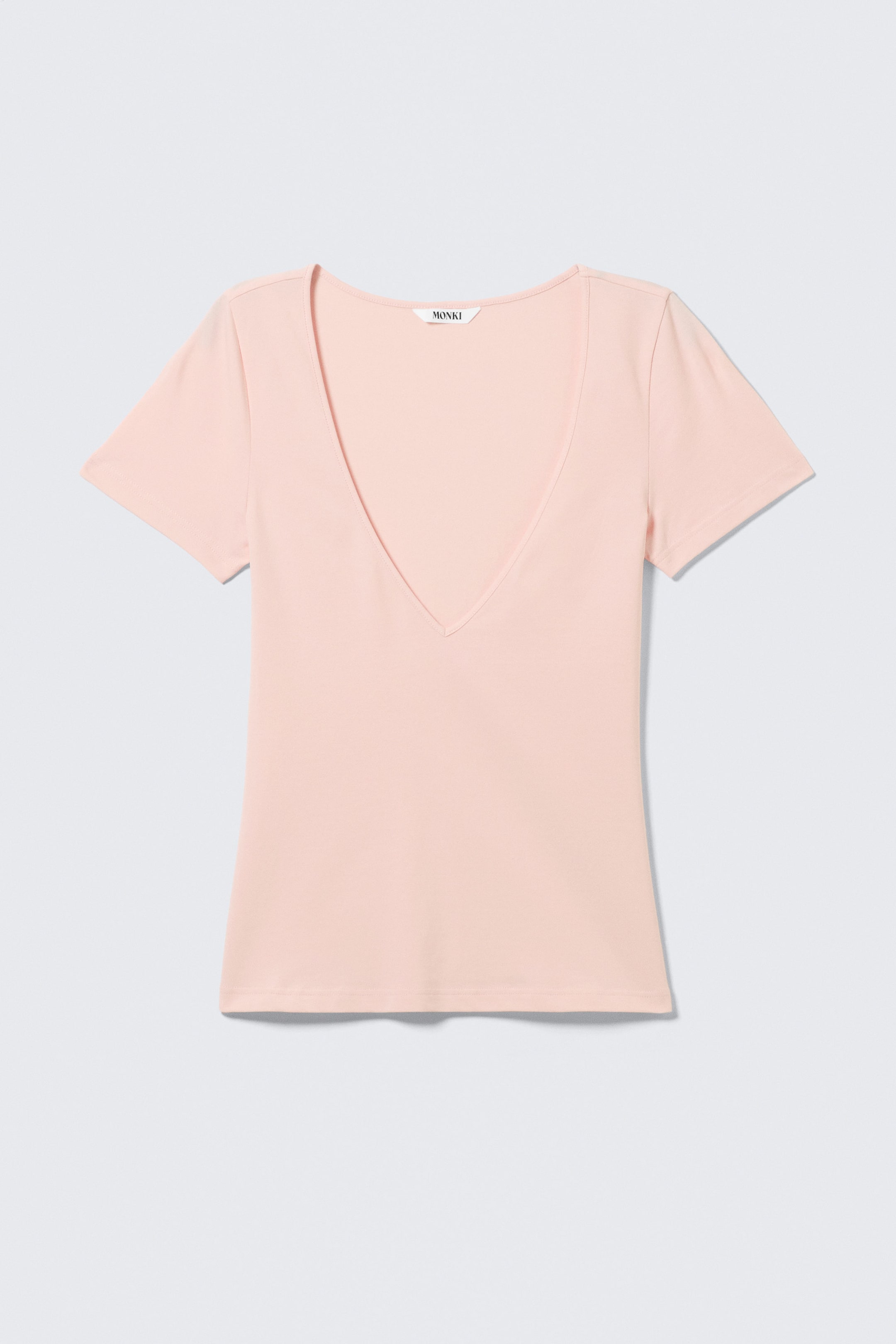 Altrosa - Schmales T-Shirt mit tiefem V-Ausschnitt - 1