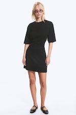Black - Flared Mini T-shirtklänning - 0