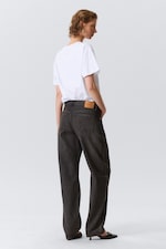 Chelsea Black - Black - Nebula Mid Rise Loose Barrel Leg Unisex Jeans - 6