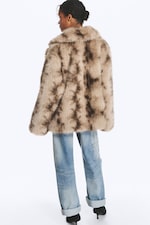 Beige/Brown Leopard Pattern - Faux Fur Jacket - 3