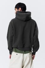 Washed Black - Boxy Cotton Fleece Hoodie - 2