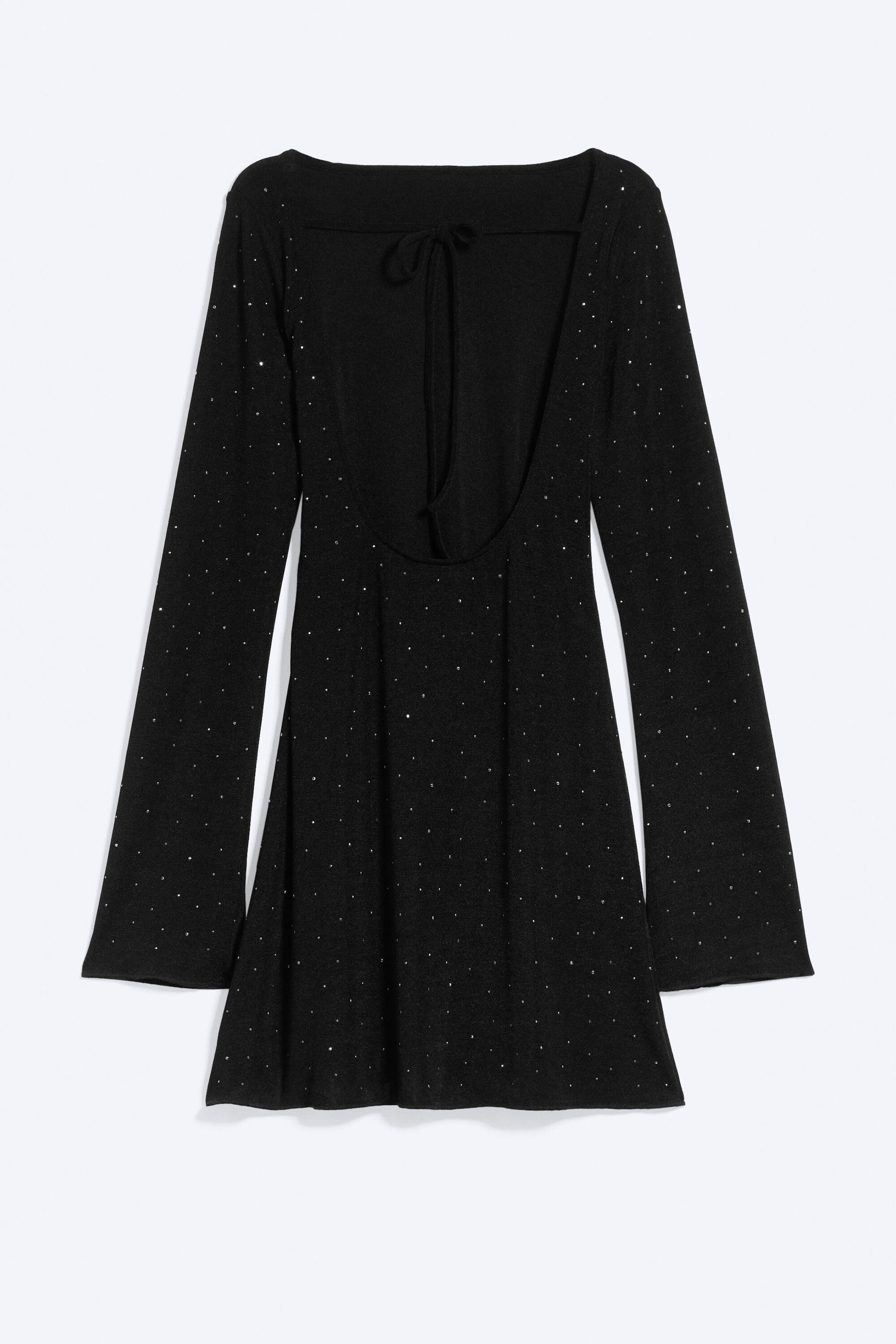Schwarz - Strass-Minikleid mit offenem Rücken - 5