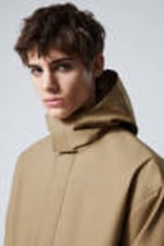 Dark Beige - Relaxed Fit Hooded Jacket - 2