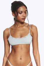 Dusty Light Grey - Scooped Soft Lace Bra - 0