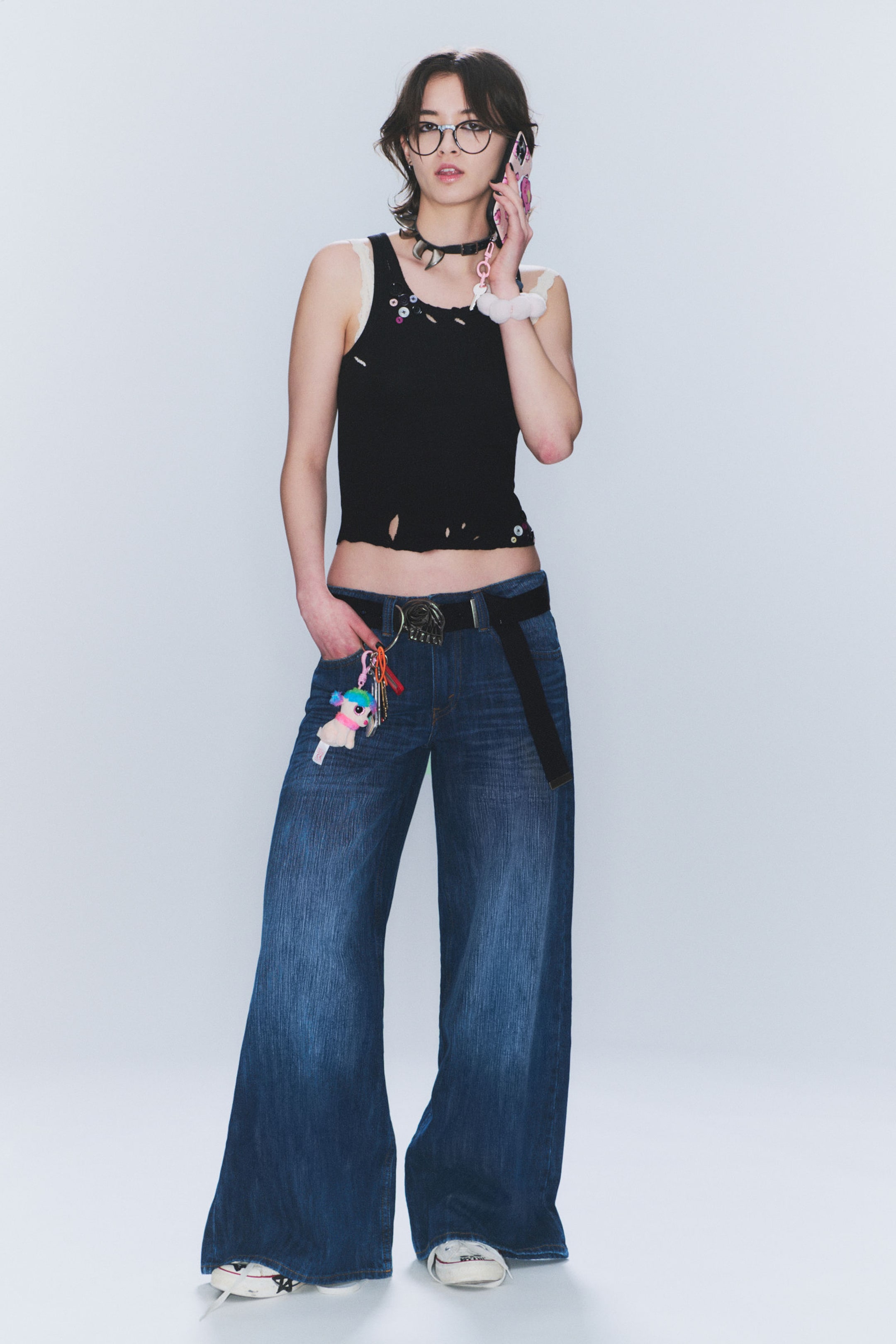 Blue Web - Medium Blue - Poser Regular Waist Loose Wide Jeans - 1