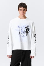White - Airways - Great Boxy Graphic Long Sleeve T-shirt - 0